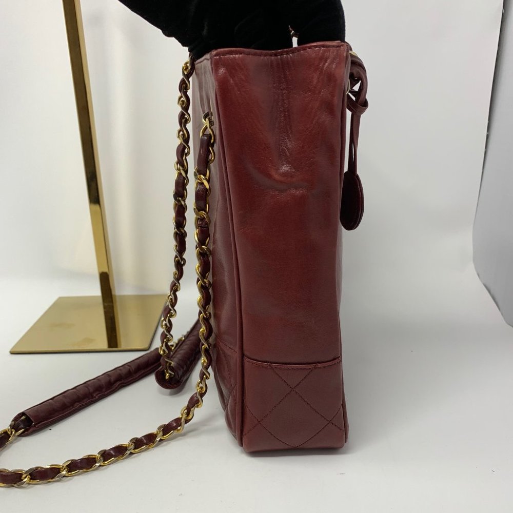 Authentic Chanel Shoulder Bag Bordeaux Lamb Skin - Picture 5 of 16